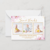 Budget Pink Blume Foto Baby Danke Karte (Vorderseite)