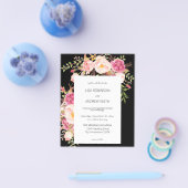 Budget Pink Blush Bloral Black V2 Wedding Flyer (Einzeln)
