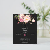 Budget Pink Blush Bloral Black Wedding (Stehend Vorderseite)