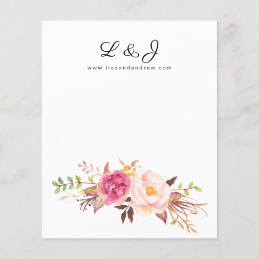 Budget Pink Blush Bloral White V2 Hochzeitsstift F Flyer (Hinten)