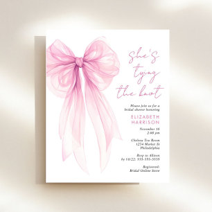 Budget Pink Bow Watercolor Brautparty Einladen