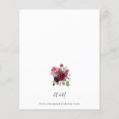 Budget Pink & Burgund Floral 7 Hochzeit Flyer (Hinten)