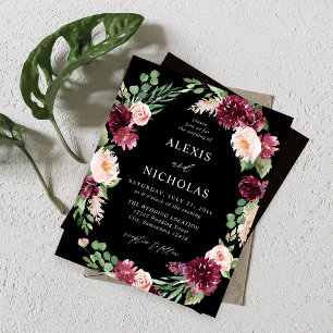 Budget Pink & Burgund Floral 7 Wedding - Schwarz
