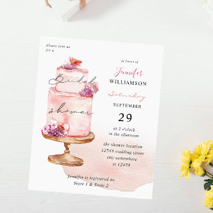 Budget Pink Cake Brautparty Flyer w Pink