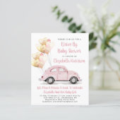 Budget Pink Car Drive by Baby Dusche Einladung (Stehend Vorderseite)