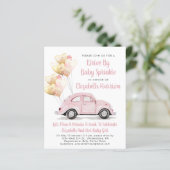 Budget Pink Car Drive by Baby Sprinkle Einladung (Stehend Vorderseite)