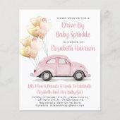 Budget Pink Car Drive by Baby Sprinkle Einladung (Vorderseite)