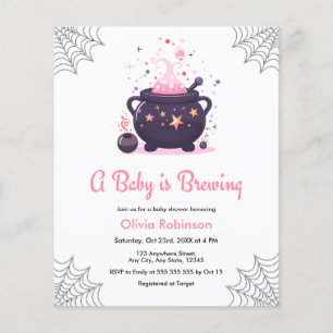 Budget Pink Cauldron Halloween Kinderdusche Einlad Flyer