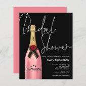 Budget Pink Champagne Script Black Brautparty (Vorne/Hinten)
