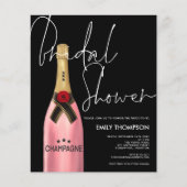 Budget Pink Champagne Script Black Brautparty (Vorderseite)