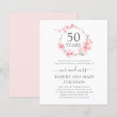 Budget Pink Cherry Blossom 50 Jubiläum Einladung (Vorne/Hinten)