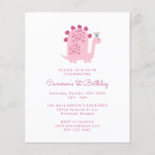 Budget Pink Dinosaurier 1. Geburtstag Einladung (Vorderseite)