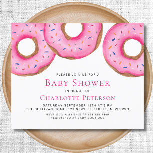 Budget Pink Donuts Girl's Baby Shower Einladung
