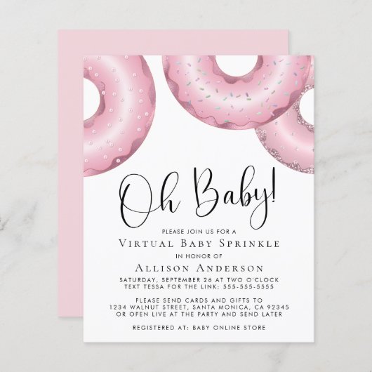 Budget Pink Donuts Virtual Baby Sprinkle laden (Vorne/Hinten)