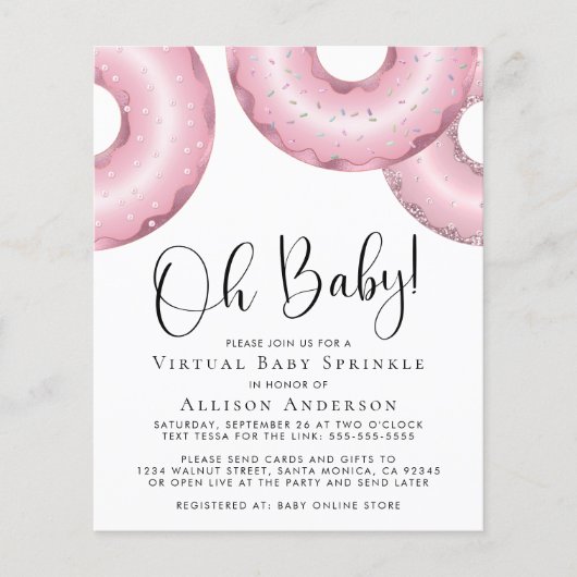 Budget Pink Donuts Virtual Baby Sprinkle laden (Vorderseite)