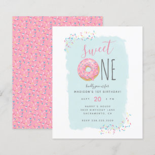 Budget Pink Doughnut Sprinkle Sweet 1. Geburtstag
