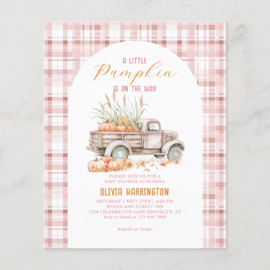 BUDGET Pink Ein kleines Pumpkin Truck Baby Dusche (Vorderseite)