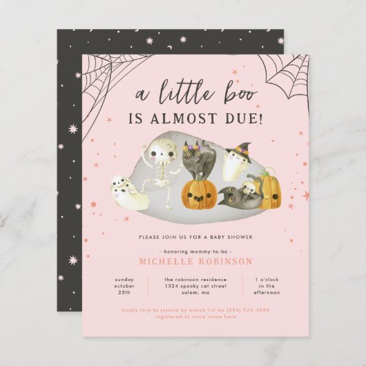 Budget Pink ein wenig Boo Halloween Babydusche (Vorne/Hinten)