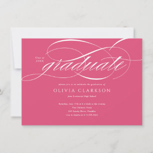 Budget Pink Elegant Script Foto Graduation Party Einladung