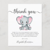 Budget Pink Elephant Baby Dusche Danke Karte (Vorderseite)