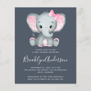 BUDGET Pink Elephant Baby Dusche Einladung
