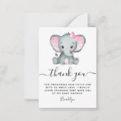BUDGET Pink Elephant Baby Dusche Vielen Dank Mitteilungskarte (Vorderseite)
