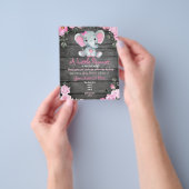 Budget Pink Elephant Rustic Floral Baby Dusche Flyer (Gruppe)