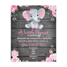 Budget Pink Elephant Rustic Floral Baby Dusche
