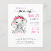 Budget Pink Elephant Watercolor Girl Baby Sprinkle (Vorderseite)
