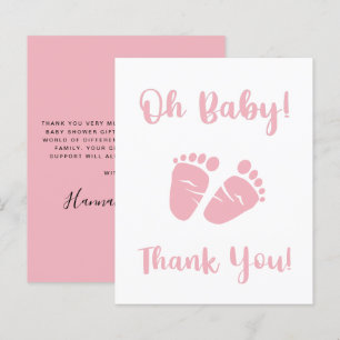 Budget Pink Feet Baby Girl Dusche Danke Karte