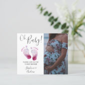 Budget Pink Feet Girl Dusche Foto Einladung (Stehend Vorderseite)