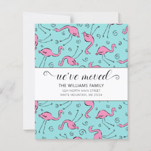 Budget Pink Flamingo auf Blue Family Moving Card