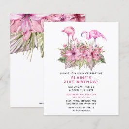 Budget Pink Flamingo Geburtstagsparty Einladung