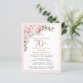 Budget Pink Floral 70. Geburtstag (Stehend Vorderseite)