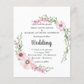 Budget Pink Floral Blätter Hochzeit Einladung (Vorderseite)