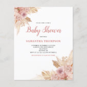 Budget Pink Floral Boho Kinderdusche Einladung Flyer (Vorne)
