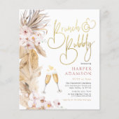 Budget Pink Floral Boho Pampas Grass Brunch Bubbly (Vorderseite)