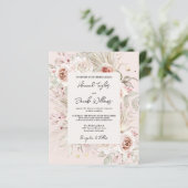 Budget PInk Floral Boho Rustic Wedding Einladung (Stehend Vorderseite)