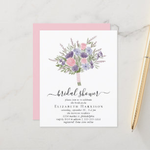 Budget Pink Floral Bouquet Brautparty Einladung