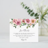 Budget Pink Floral Brautparty Danke Karte (Stehend Vorderseite)