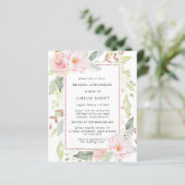 Budget Pink Floral Bridal Luncheon Einladung (Stehend Vorderseite)