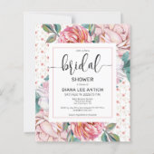 Budget Pink Floral Bridal Shower Invitation (Vorderseite)