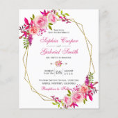 Budget Pink Floral | Einladung zum Hochzeitsfeiern (Vorderseite)