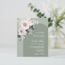 Budget Pink Floral Eukalyptus Sage Wedite Einladun