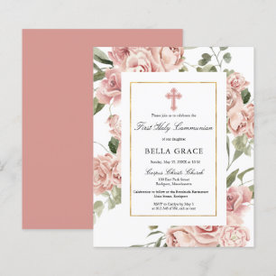 Budget Pink Floral First Heilige Kommune Einladung