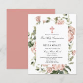 Budget Pink Floral First Heilige Kommune Einladung (Vorne/Hinten)