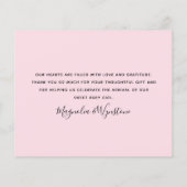 Budget Pink Floral Foto Baby Danke Karte (Rückseite)