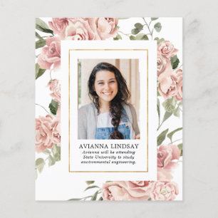 Budget Pink Floral Foto Back Graduation Party Flyer
