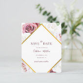 Budget Pink Floral Geometric Save the Date (Stehend Vorderseite)