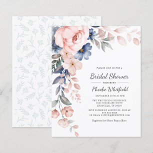 Budget Pink Floral Moderne Brautdusche Einladung